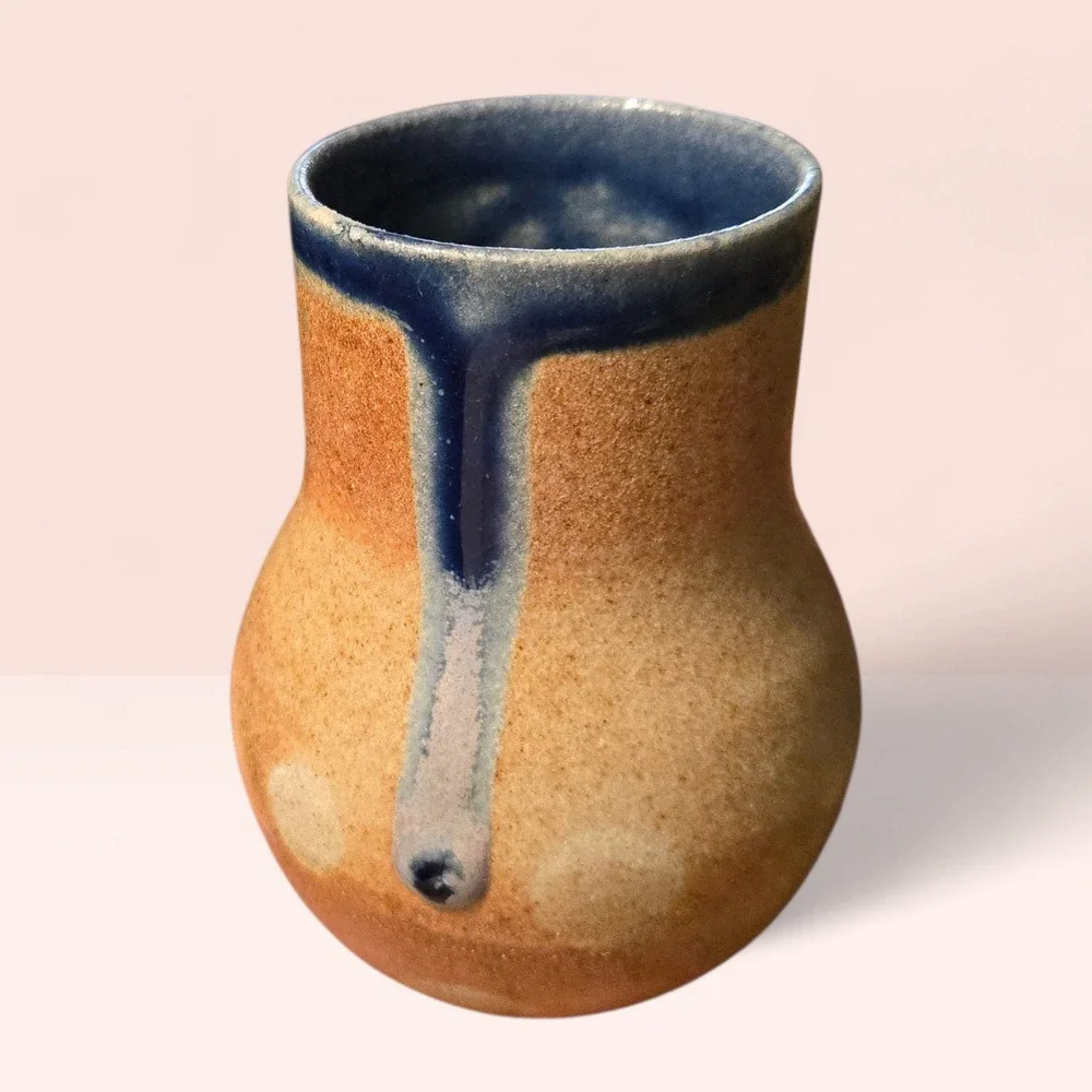 Settle Ceramics Tan Drip‎ Stoneware Mug Vase USA Handmade Studio Pottery Austin